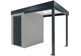 Garden mini house with 2m right carport in light grey